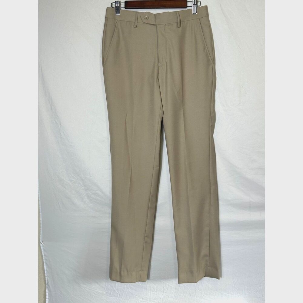 Carlo Lusso 150 Men's Classic Flat Front Beige Dress Pants Size 30/31